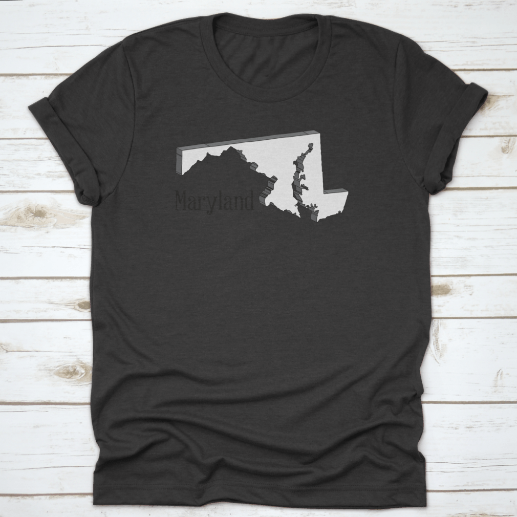 A three-dimensional sketch of the map of Maryland, showcasing intricate details and vibrant colors, made from high-quality cotton.