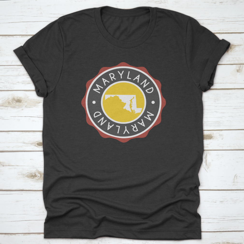 A Vintage National Seal Stamp Design T-shirt featuring the state map, made from 100% cotton with a classic fit.