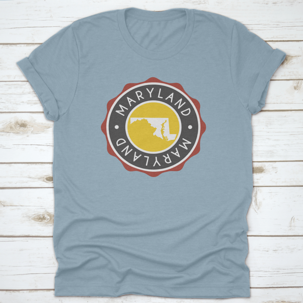 A Vintage National Seal Stamp Design T-shirt featuring the state map, made from 100% cotton with a classic fit.