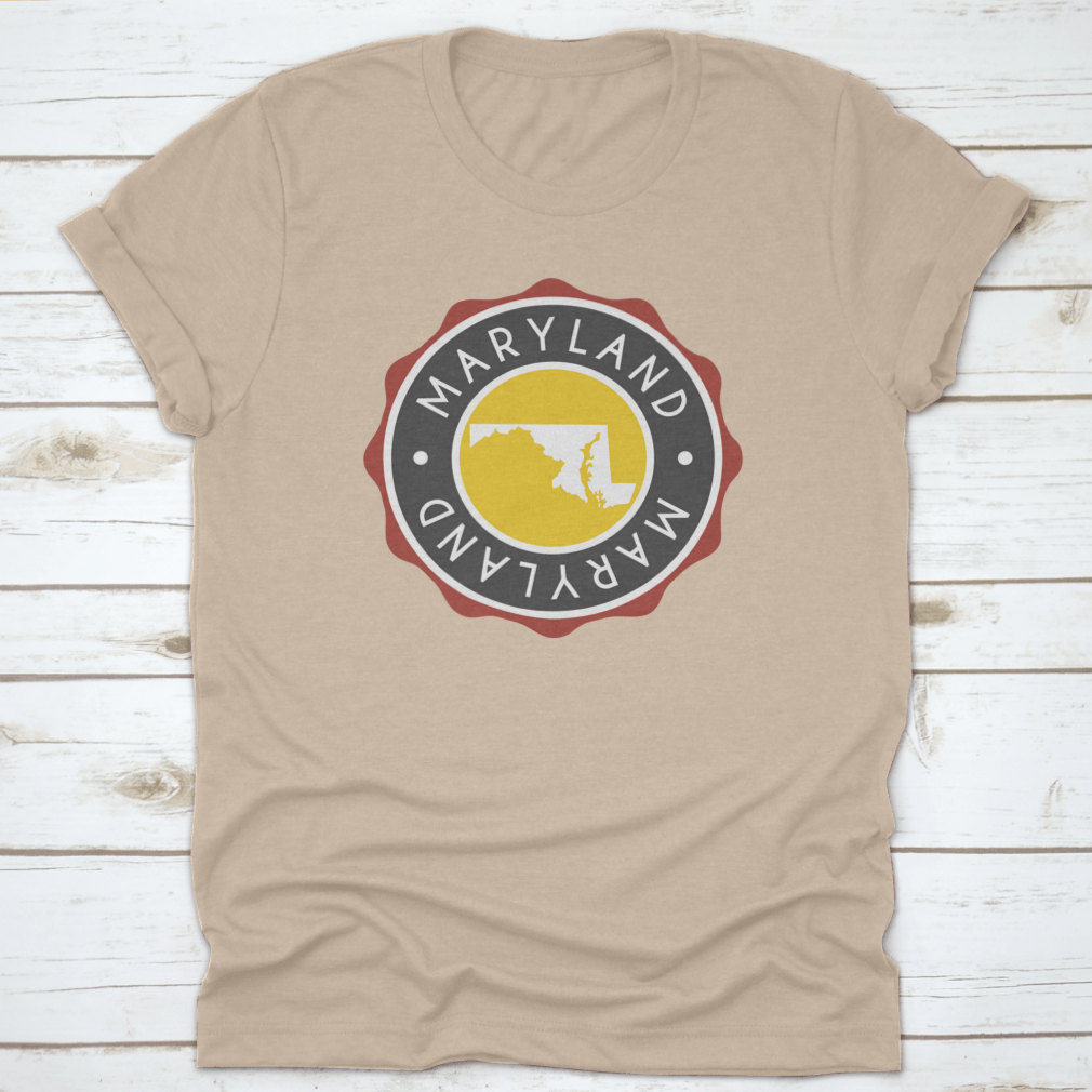 A Vintage National Seal Stamp Design T-shirt featuring the state map, made from 100% cotton with a classic fit.