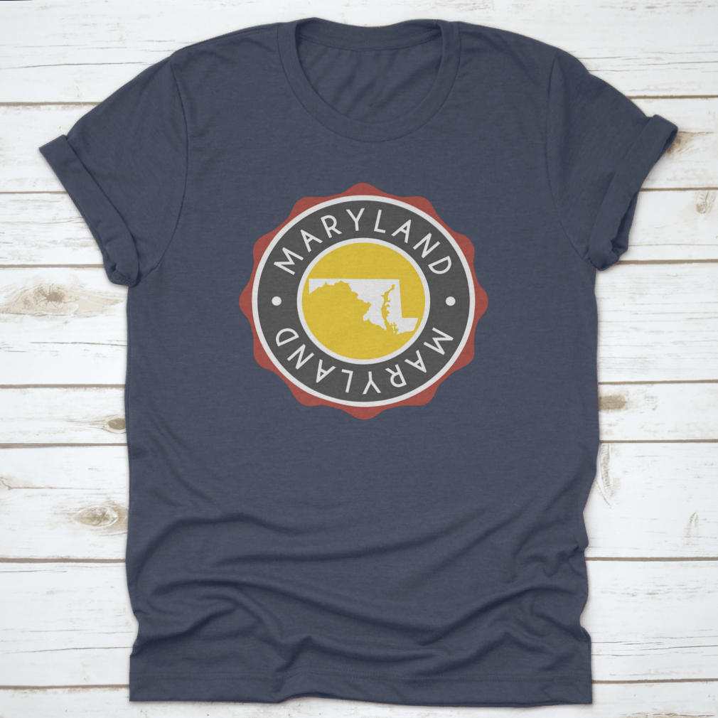 A Vintage National Seal Stamp Design T-shirt featuring the state map, made from 100% cotton with a classic fit.