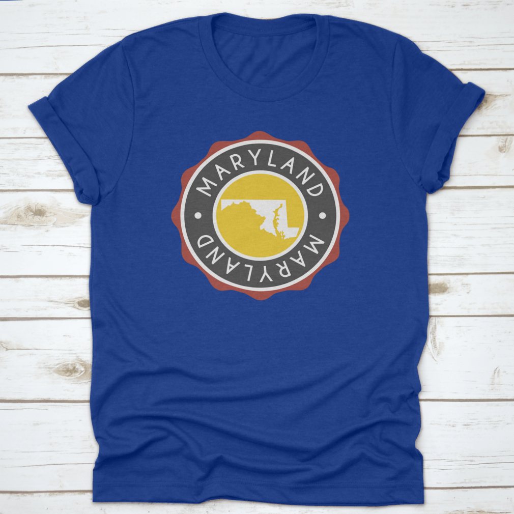 A Vintage National Seal Stamp Design T-shirt featuring the state map, made from 100% cotton with a classic fit.