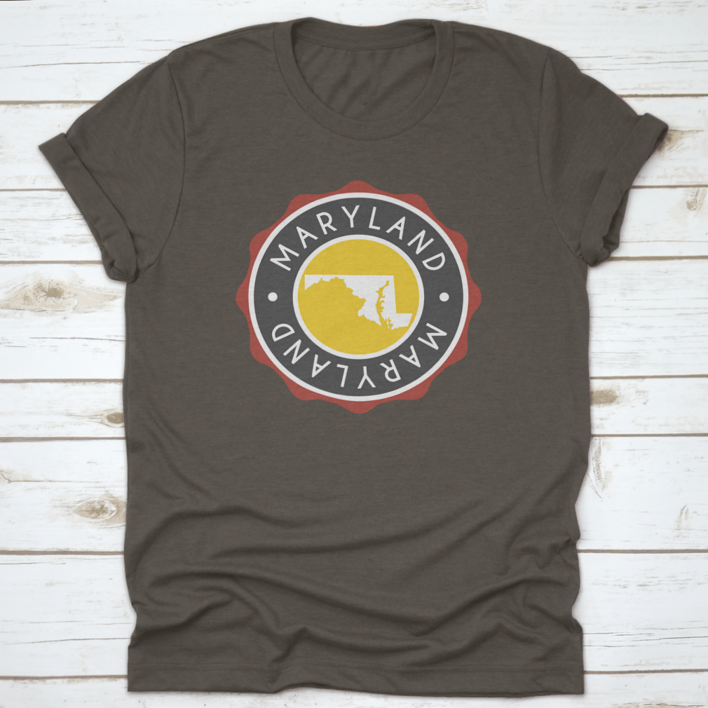 A Vintage National Seal Stamp Design T-shirt featuring the state map, made from 100% cotton with a classic fit.