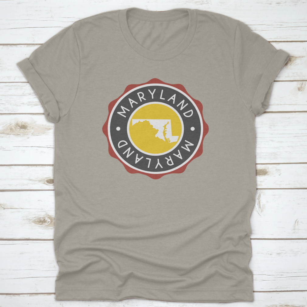 A Vintage National Seal Stamp Design T-shirt featuring the state map, made from 100% cotton with a classic fit.