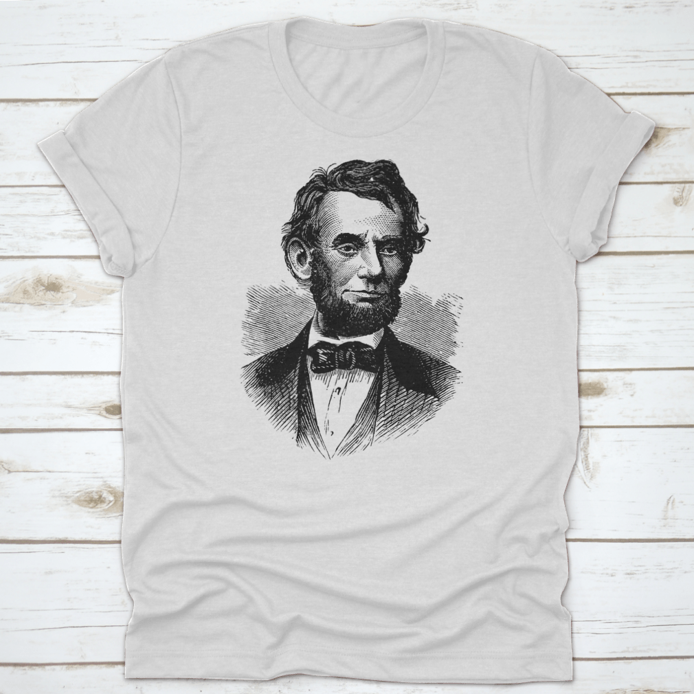 Abraham Lincoln t-shirt featuring a classic fit, made from 100% cotton, showcasing a tribute to the American statesman.