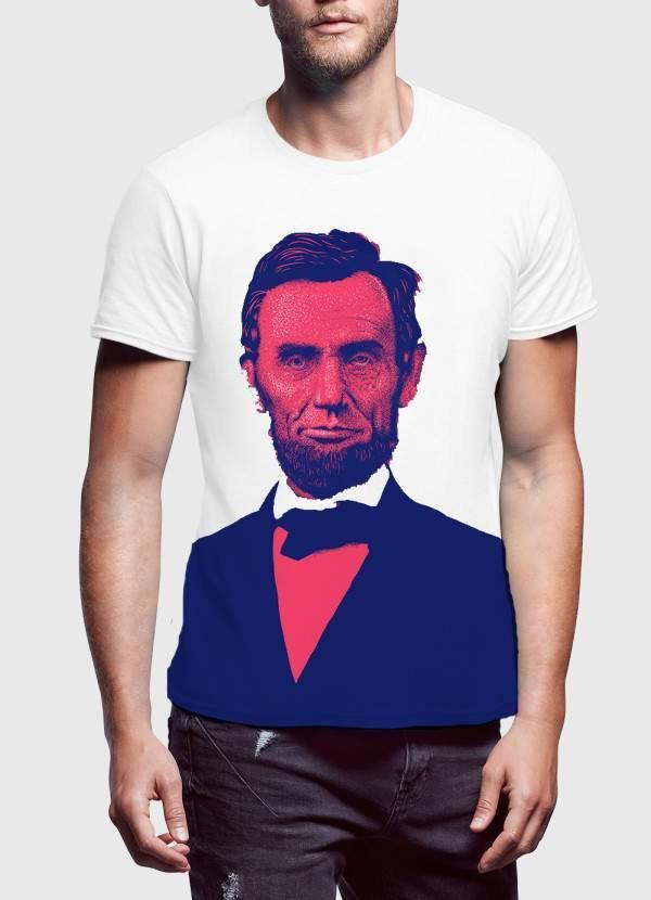Abraham Lincoln Portrait T-Shirt featuring a detailed print of Lincoln's face on a soft cotton fabric, available in multiple colors.