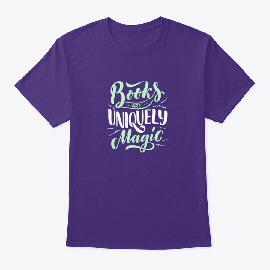 A stylish shirt featuring abstract lettering about books and reading, made from 100% cotton, showcasing a classic fit and comfortable design.