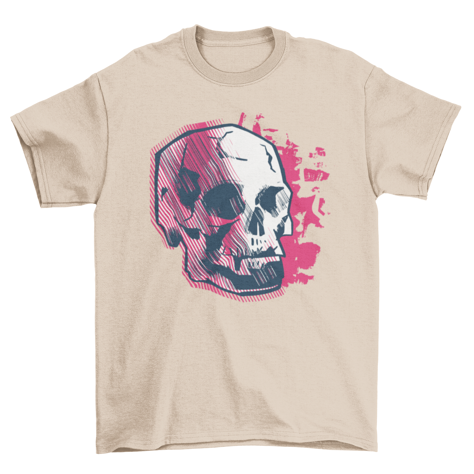 Abstract skull t-shirt featuring a unique artistic skull illustration on a soft cotton fabric.