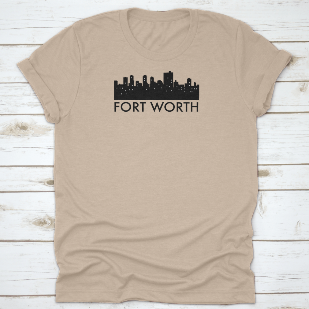 Vector illustration of the Abstract Skyline of Fort Worth, featuring various iconic landmarks in a stylish design.