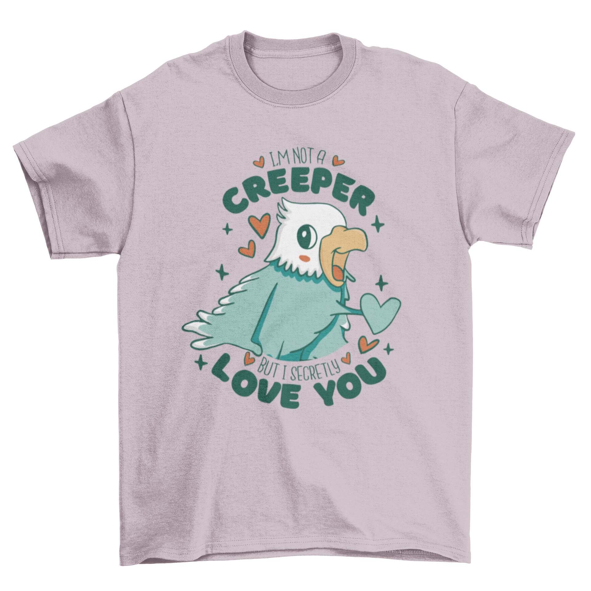 Adorable cartoon bird t-shirt design featuring a playful quote about love.