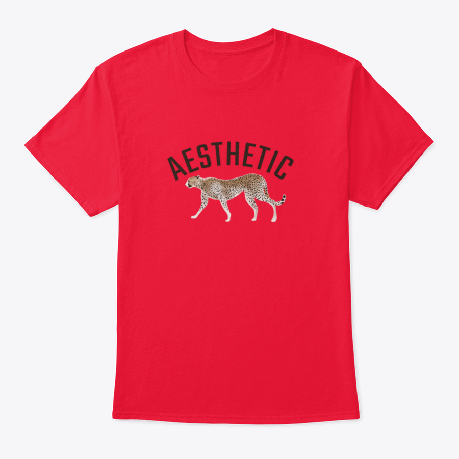 Aesthetic T-Shirt featuring a cheetah illustration, showcasing a stylish design on a comfortable cotton fabric.