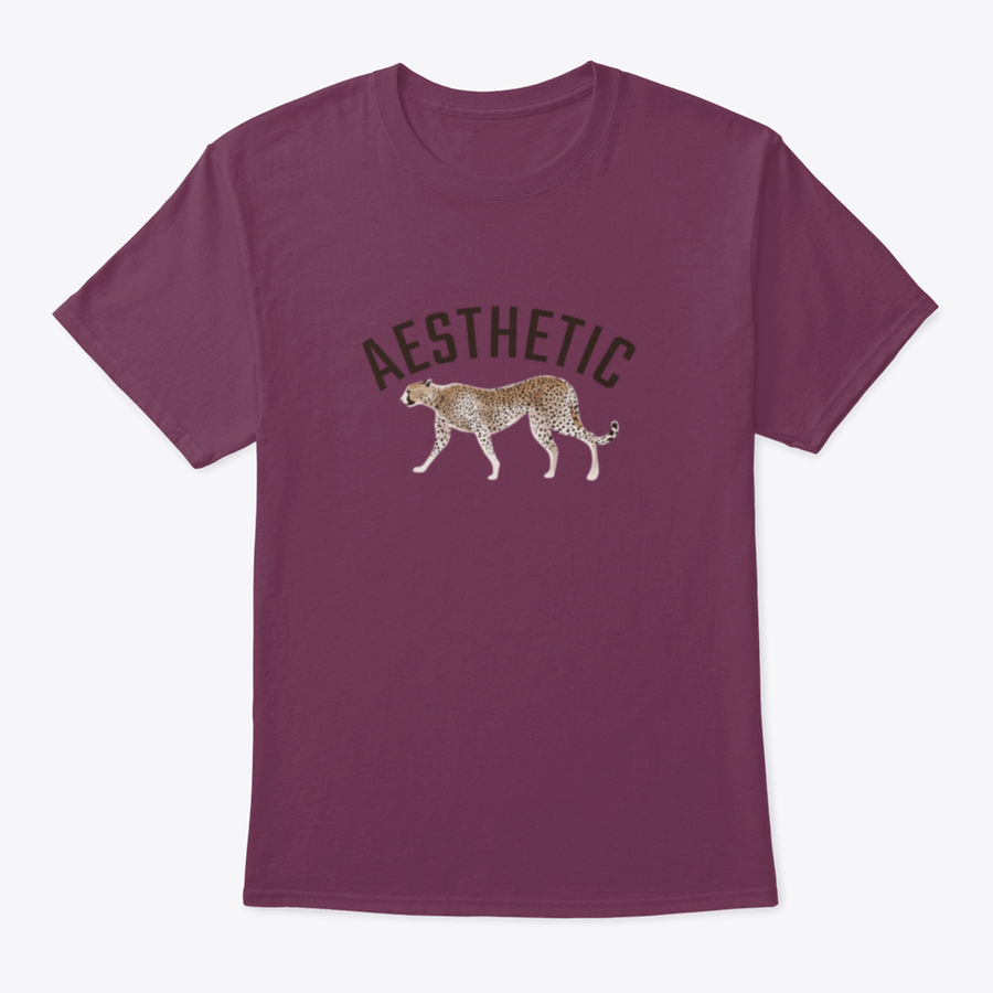 Aesthetic T-Shirt featuring a cheetah illustration, showcasing a stylish design on a comfortable cotton fabric.