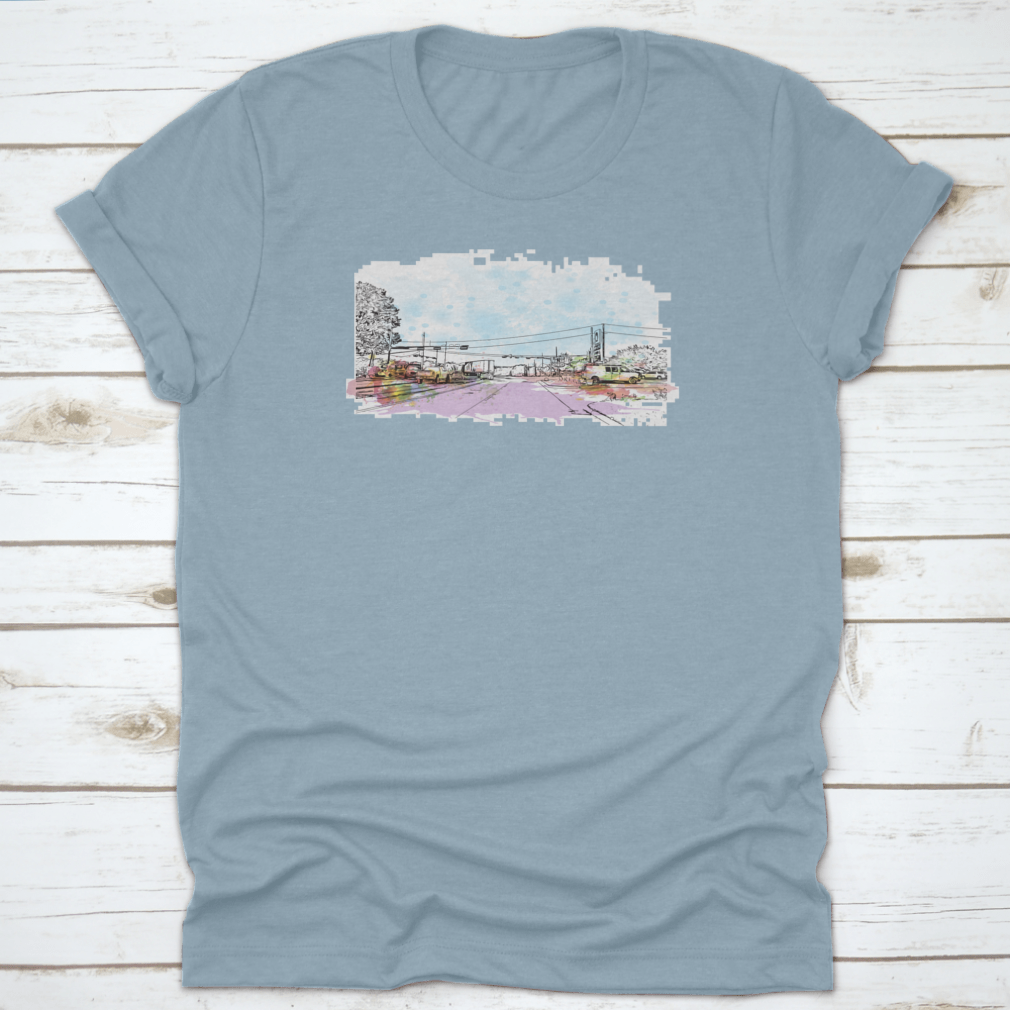 Aesthetic Watercolor Splash featuring a hand-drawn sketch of a vehicle on a road, showcasing vibrant colors and artistic design.