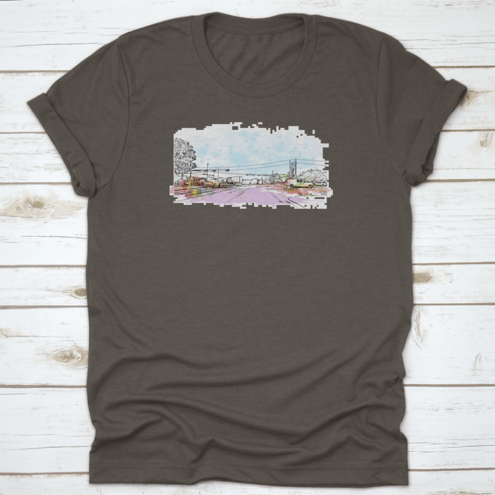 Aesthetic Watercolor Splash featuring a hand-drawn sketch of a vehicle on a road, showcasing vibrant colors and artistic design.