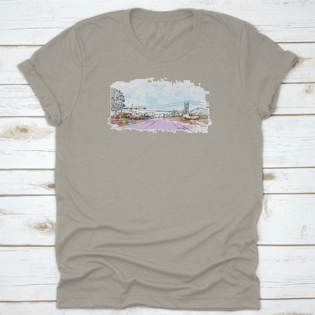 Aesthetic Watercolor Splash featuring a hand-drawn sketch of a vehicle on a road, showcasing vibrant colors and artistic design.