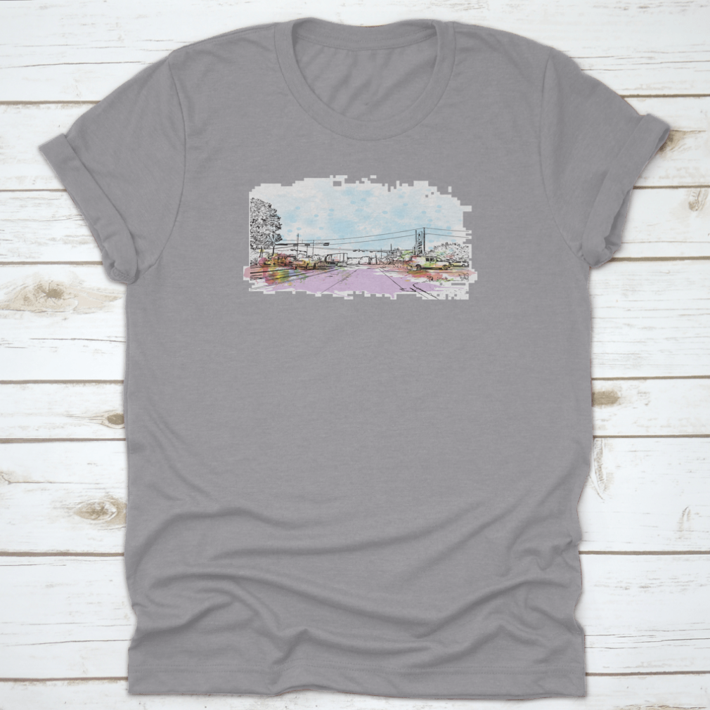 Aesthetic Watercolor Splash featuring a hand-drawn sketch of a vehicle on a road, showcasing vibrant colors and artistic design.