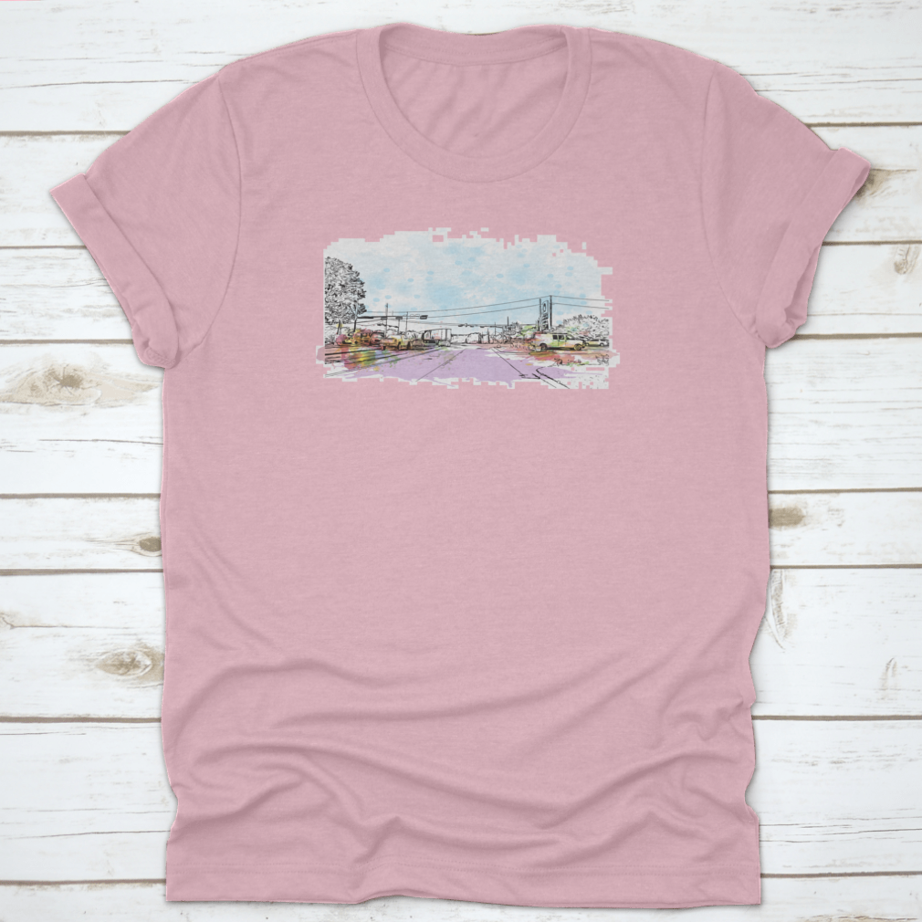 Aesthetic Watercolor Splash featuring a hand-drawn sketch of a vehicle on a road, showcasing vibrant colors and artistic design.