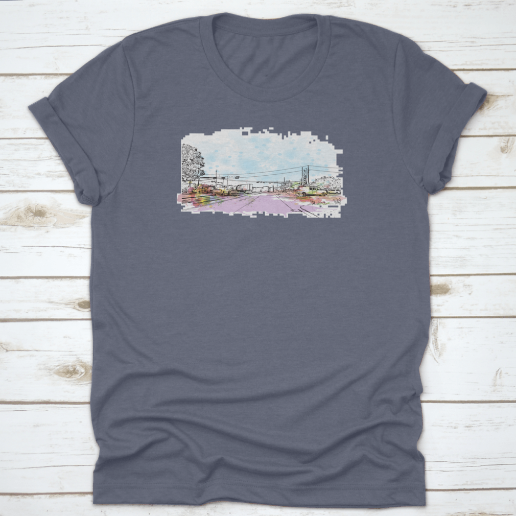 Aesthetic Watercolor Splash featuring a hand-drawn sketch of a vehicle on a road, showcasing vibrant colors and artistic design.