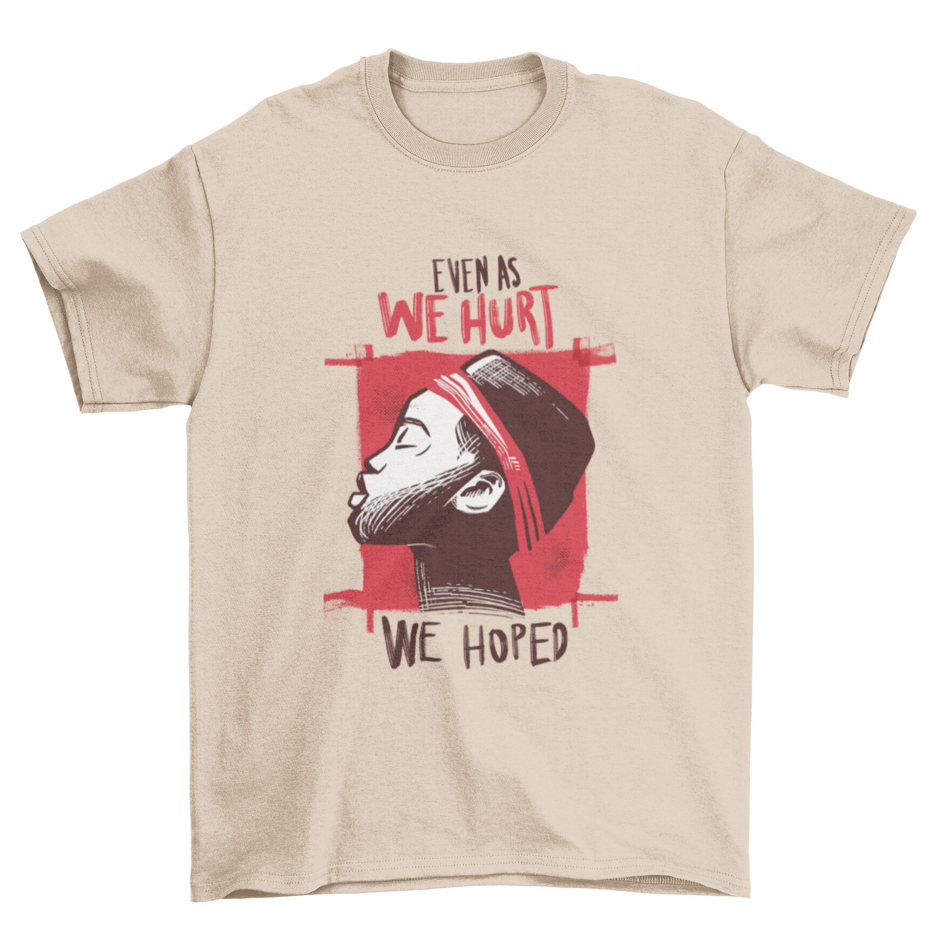African woman quote t-shirt featuring the quote 'Even as we hurt we hoped' with a vibrant design.