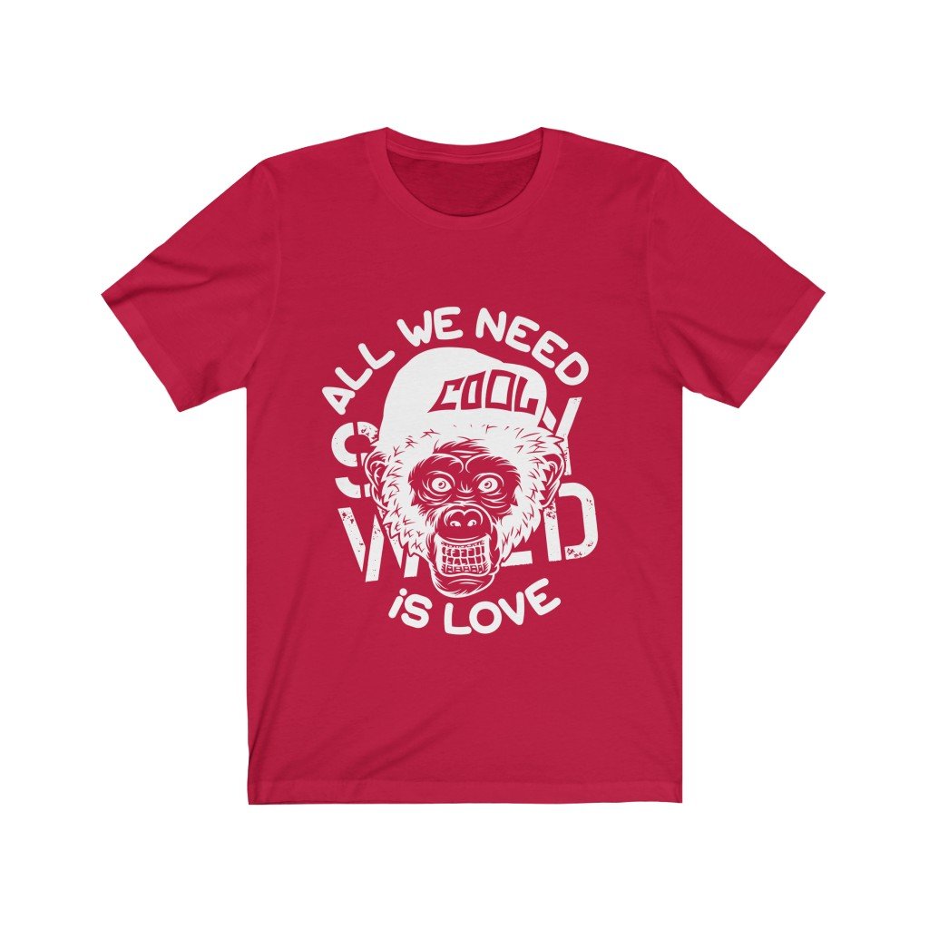 Unisex 'All We Need is Love' T-shirt in soft cotton, showcasing a vibrant design perfect for casual wear.