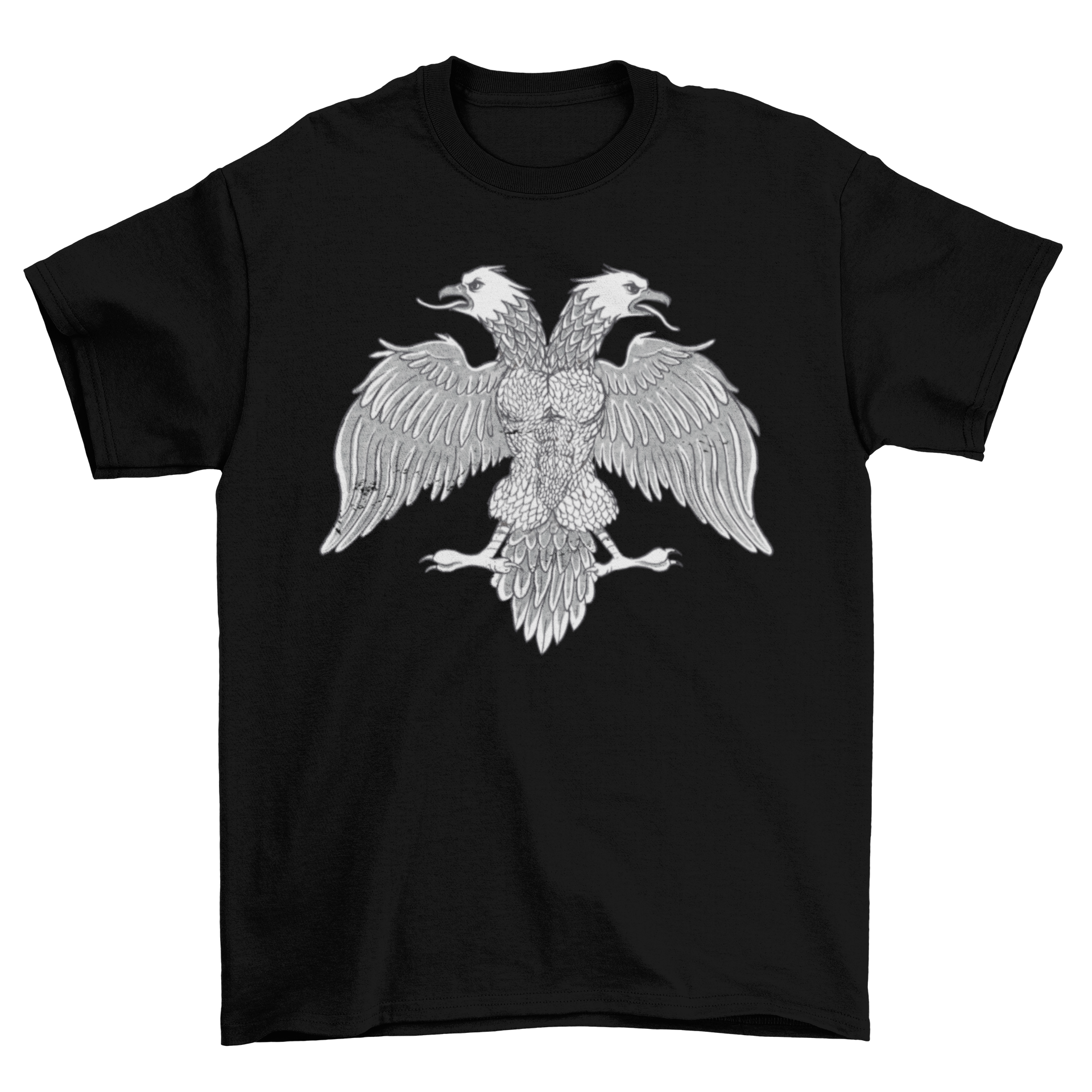Albanian flag eagle t-shirt featuring a hand-drawn double-headed eagle design on a comfortable fabric.