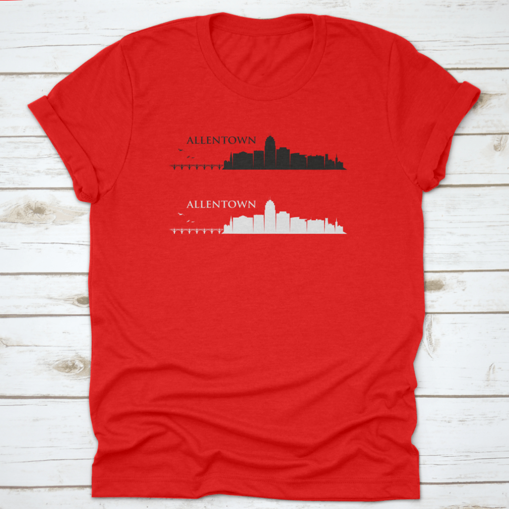 Allentown Skyline t-shirt featuring a vibrant skyline design, made from 100% cotton for comfort and style.