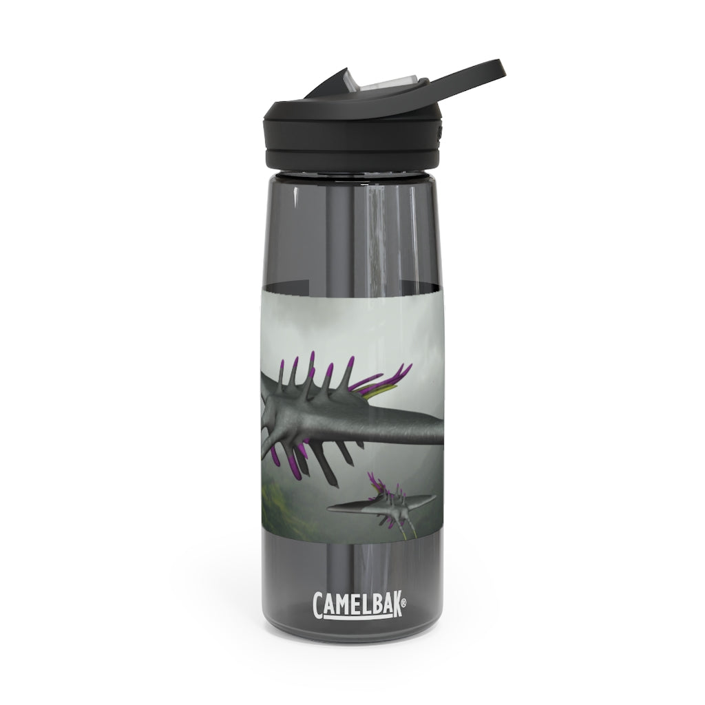 Alpha Creature CamelBak Eddy® Water Bottle in 20oz and 25oz sizes, showcasing its robust design and spill-proof valve.