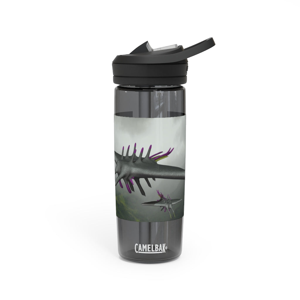 Alpha Creature CamelBak Eddy® Water Bottle in 20oz and 25oz sizes, showcasing its robust design and spill-proof valve.