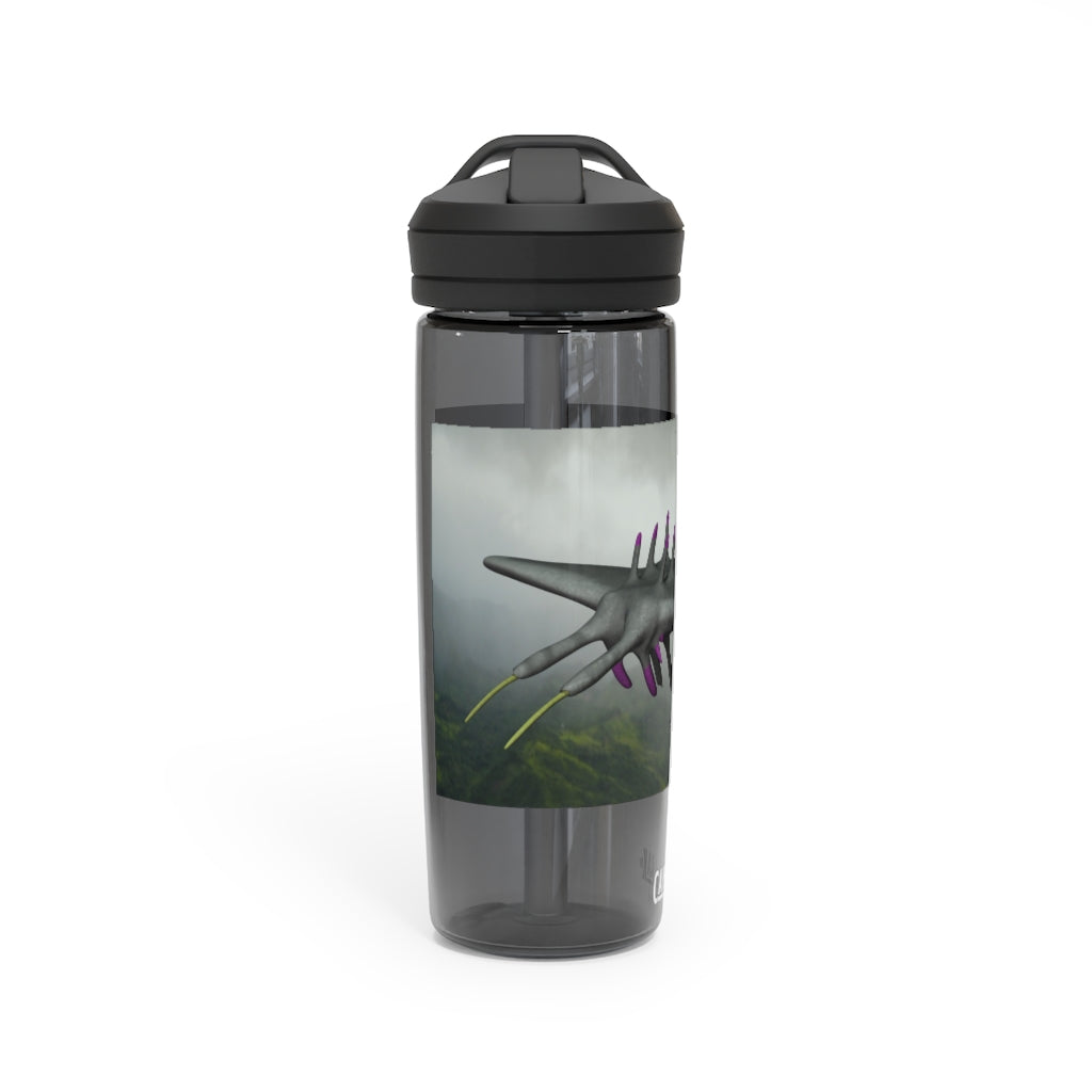Alpha Creature CamelBak Eddy® Water Bottle in 20oz and 25oz sizes, showcasing its robust design and spill-proof valve.