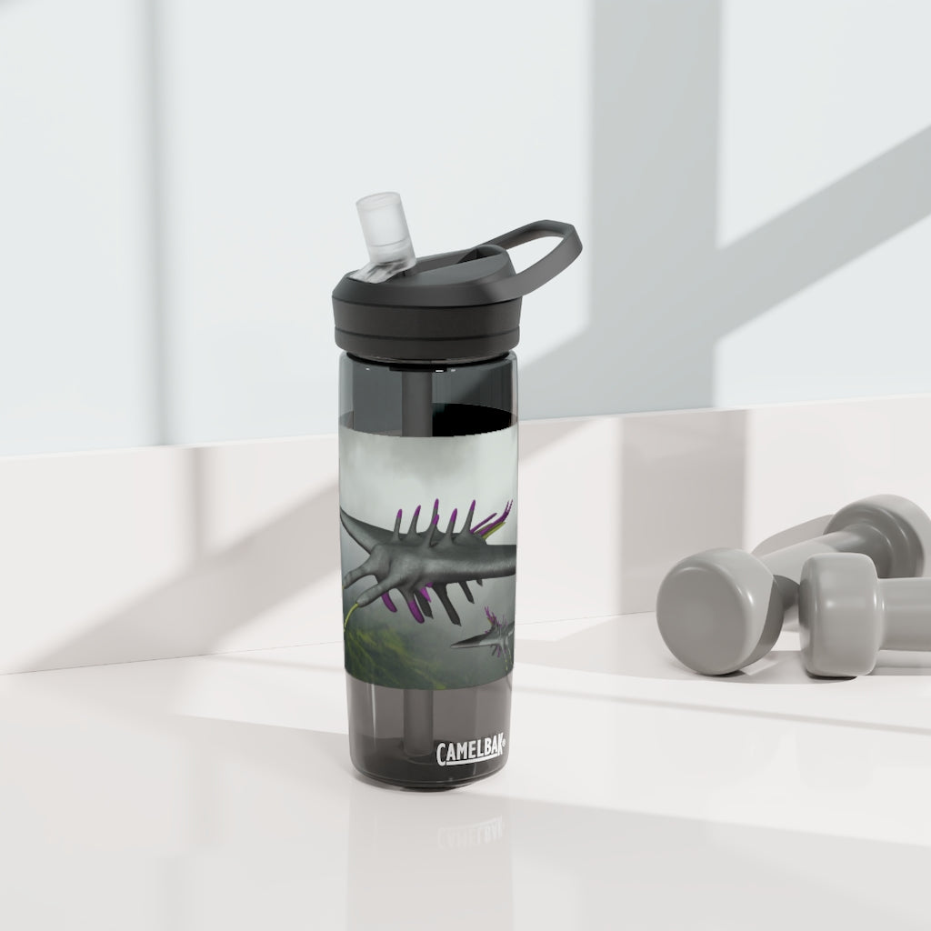 Alpha Creature CamelBak Eddy® Water Bottle in 20oz and 25oz sizes, showcasing its robust design and spill-proof valve.