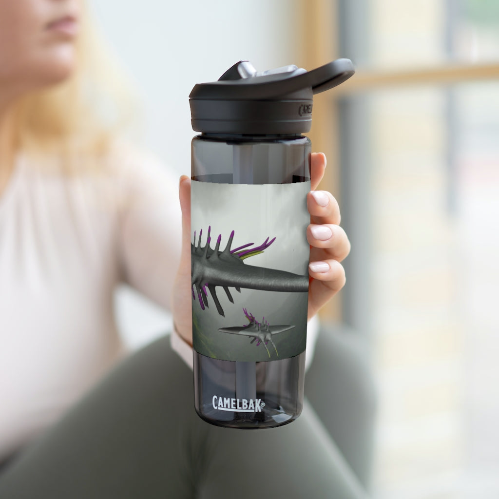 Alpha Creature CamelBak Eddy® Water Bottle in 20oz and 25oz sizes, showcasing its robust design and spill-proof valve.