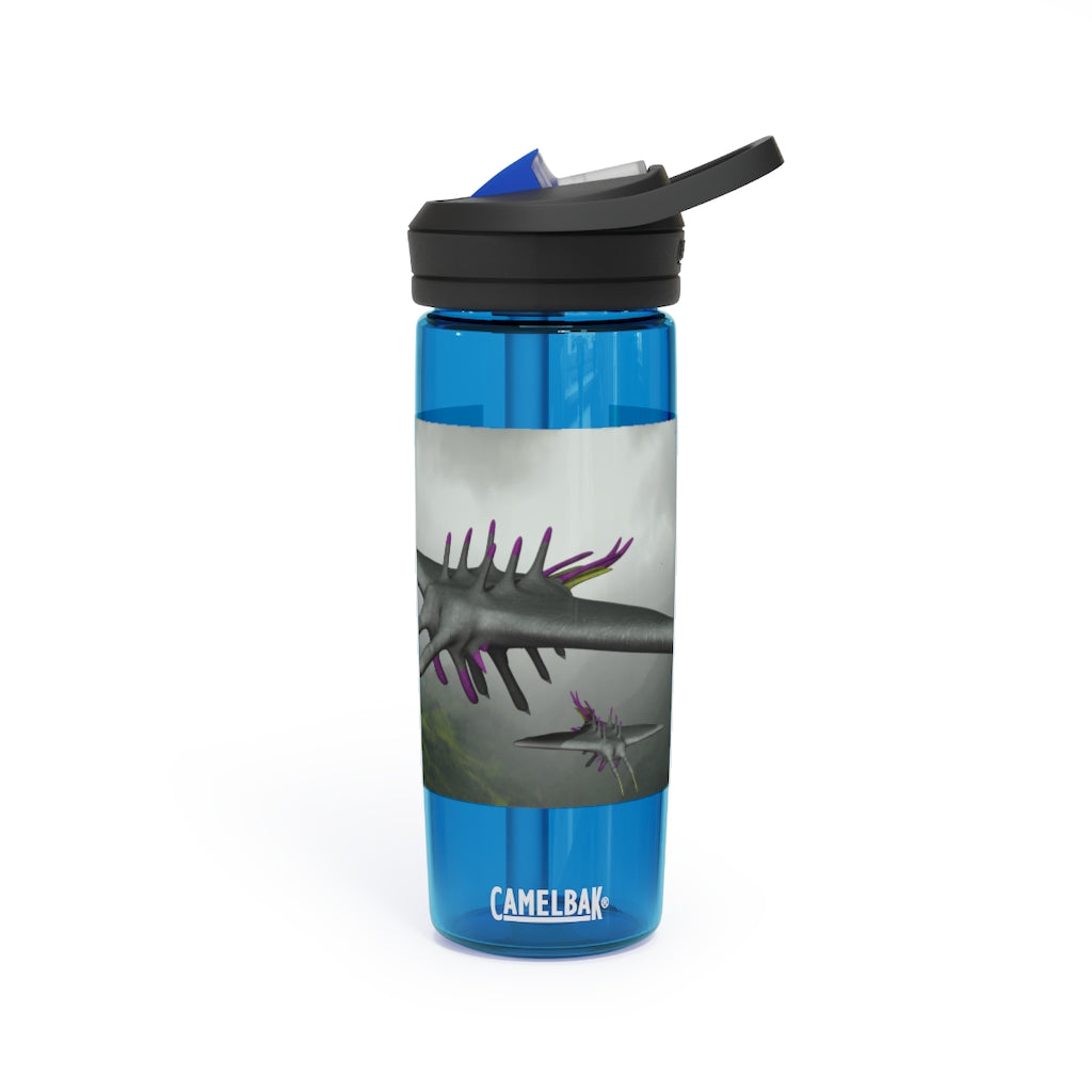 Alpha Creature CamelBak Eddy® Water Bottle in 20oz and 25oz sizes, showcasing its robust design and spill-proof valve.