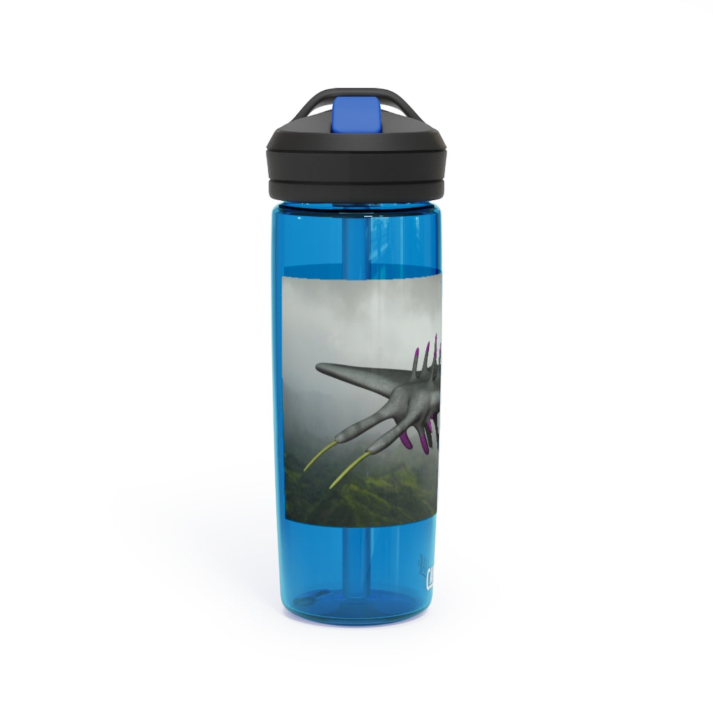 Alpha Creature CamelBak Eddy® Water Bottle in 20oz and 25oz sizes, showcasing its robust design and spill-proof valve.