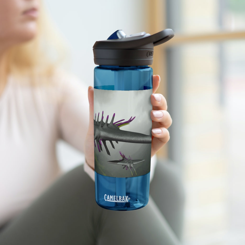 Alpha Creature CamelBak Eddy® Water Bottle in 20oz and 25oz sizes, showcasing its robust design and spill-proof valve.