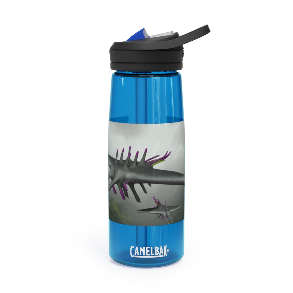 Alpha Creature CamelBak Eddy® Water Bottle in 20oz and 25oz sizes, showcasing its robust design and spill-proof valve.