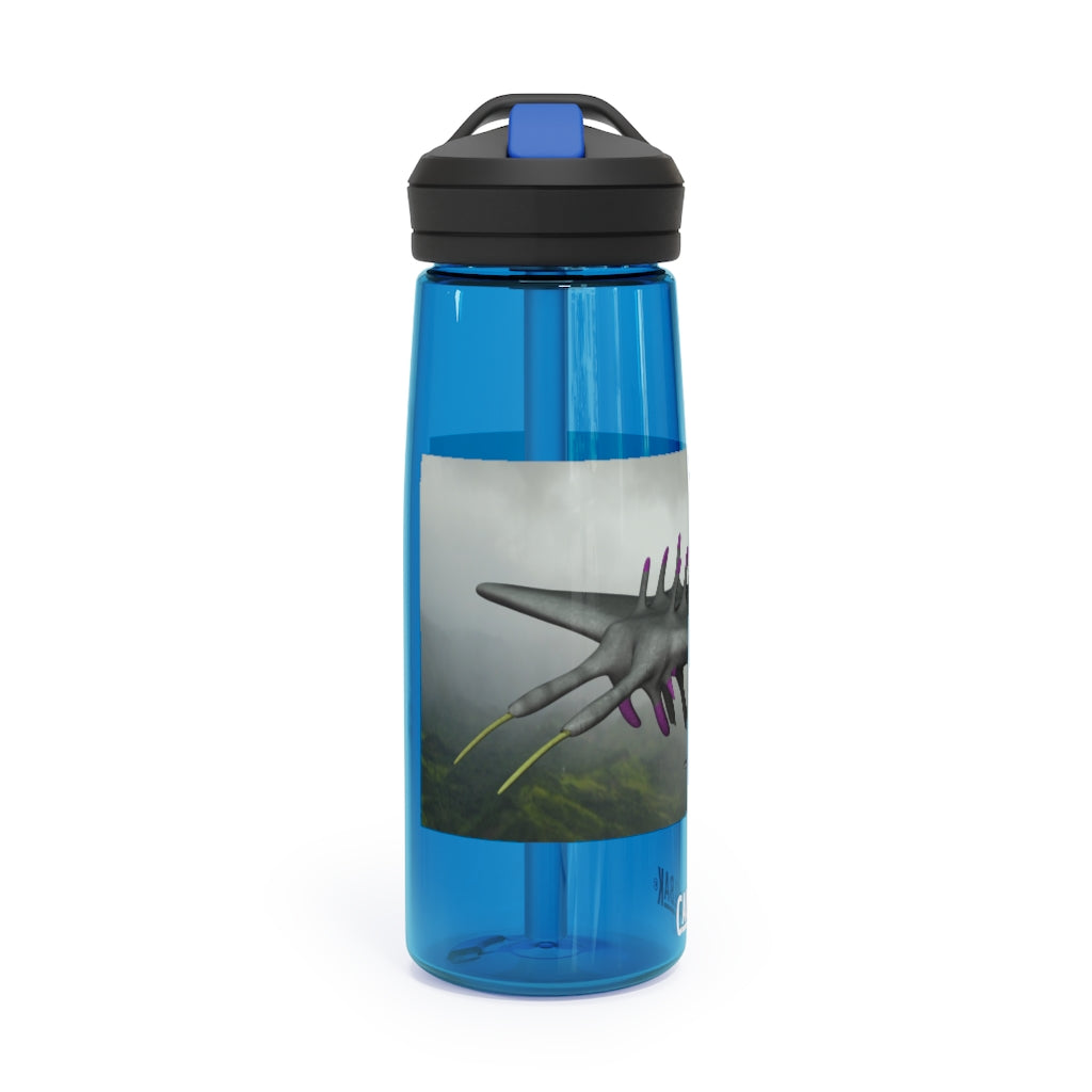 Alpha Creature CamelBak Eddy® Water Bottle in 20oz and 25oz sizes, showcasing its robust design and spill-proof valve.