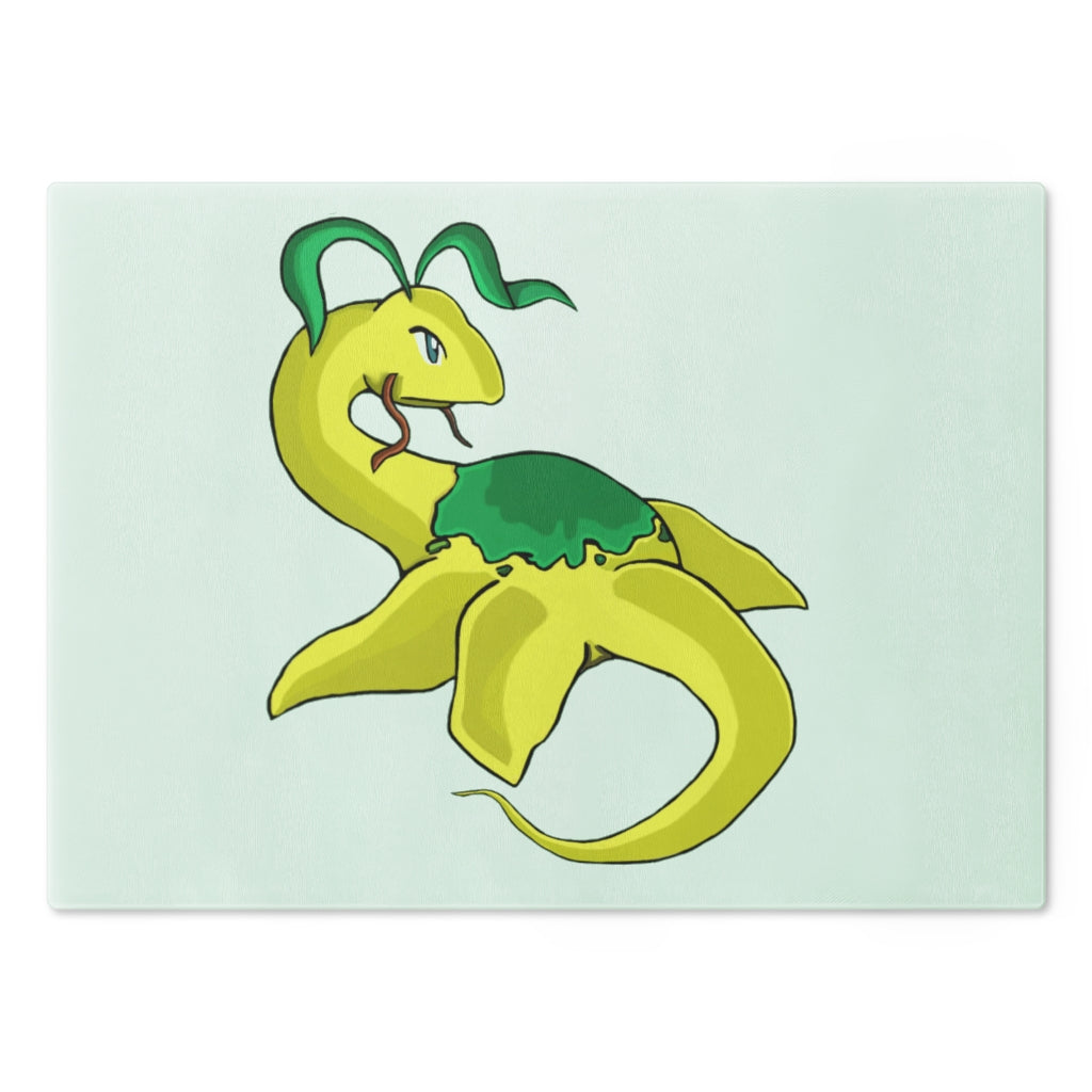 Alpro Cutting Board made of tempered glass with rubber dots for stability, showcasing a personalized design.