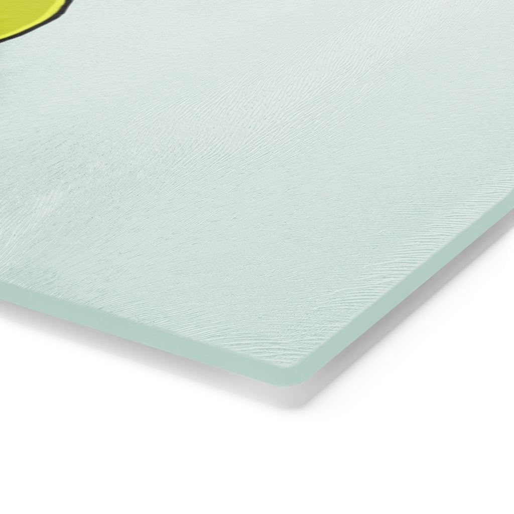 Alpro Cutting Board made of tempered glass with rubber dots for stability, showcasing a personalized design.