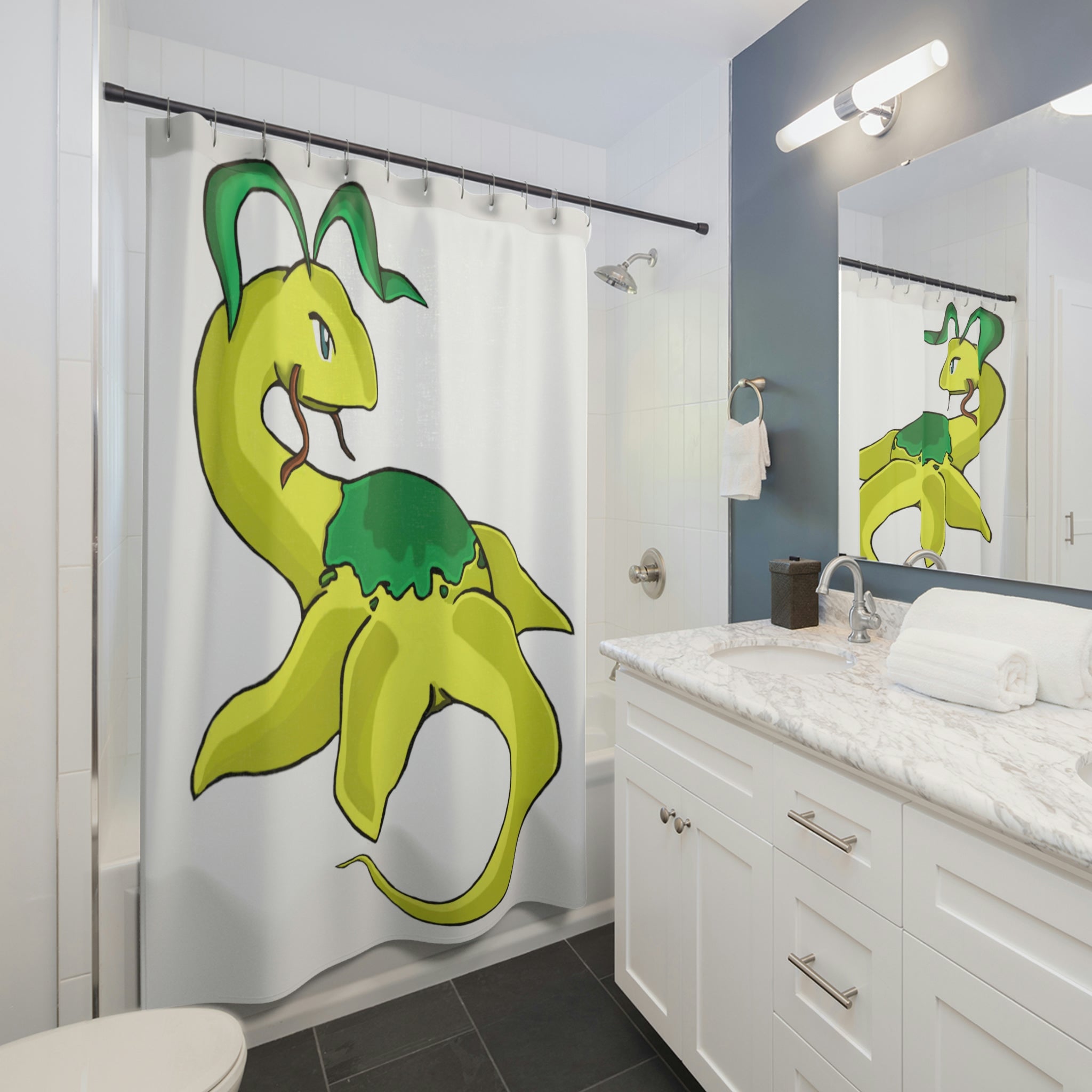 Alpro Shower Curtain featuring vibrant designs, made from durable polyester, enhancing bathroom decor.