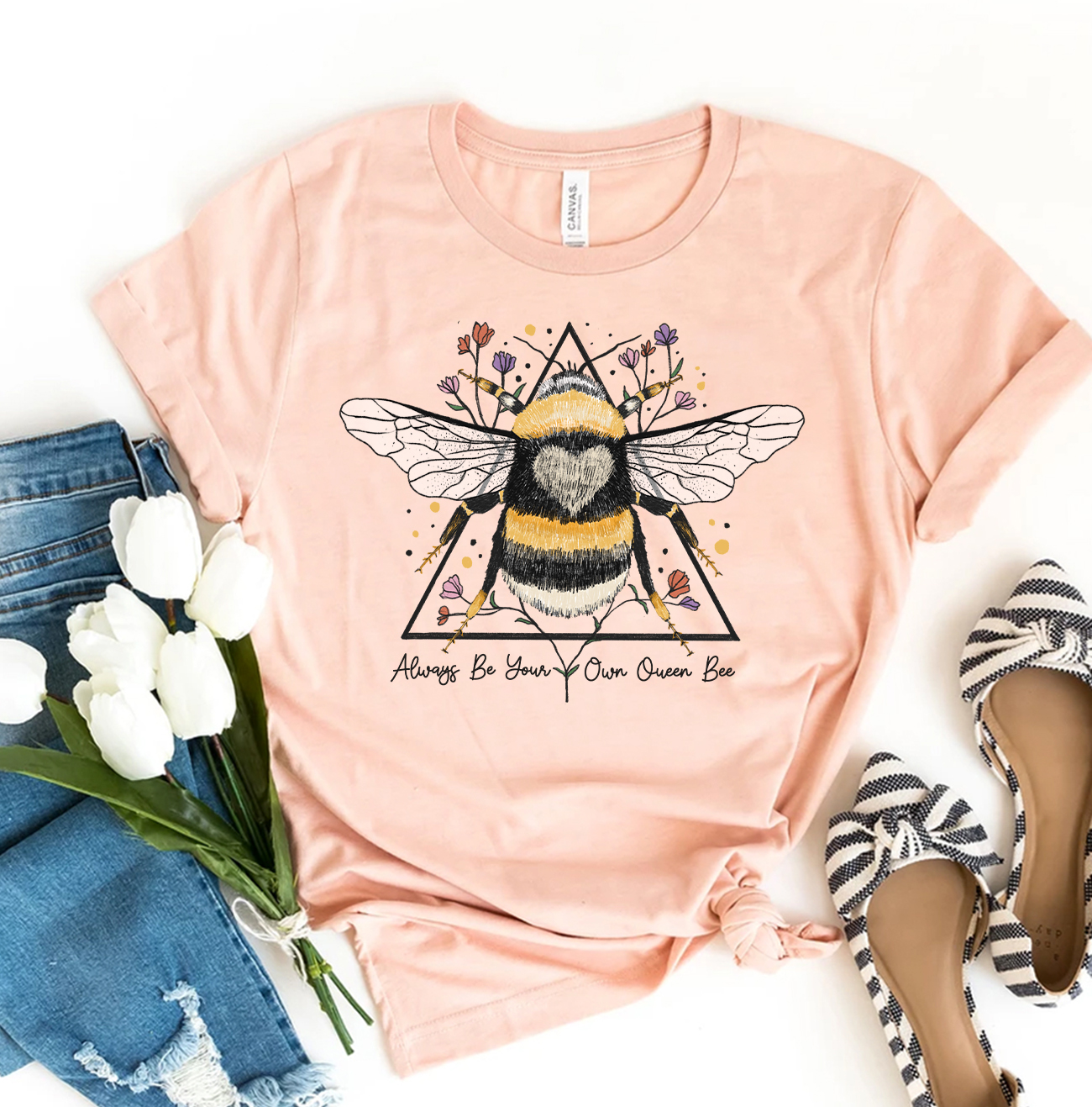 Always Be Your Own Queen Bee T-shirt made of premium ring spun cotton with a stylish print.