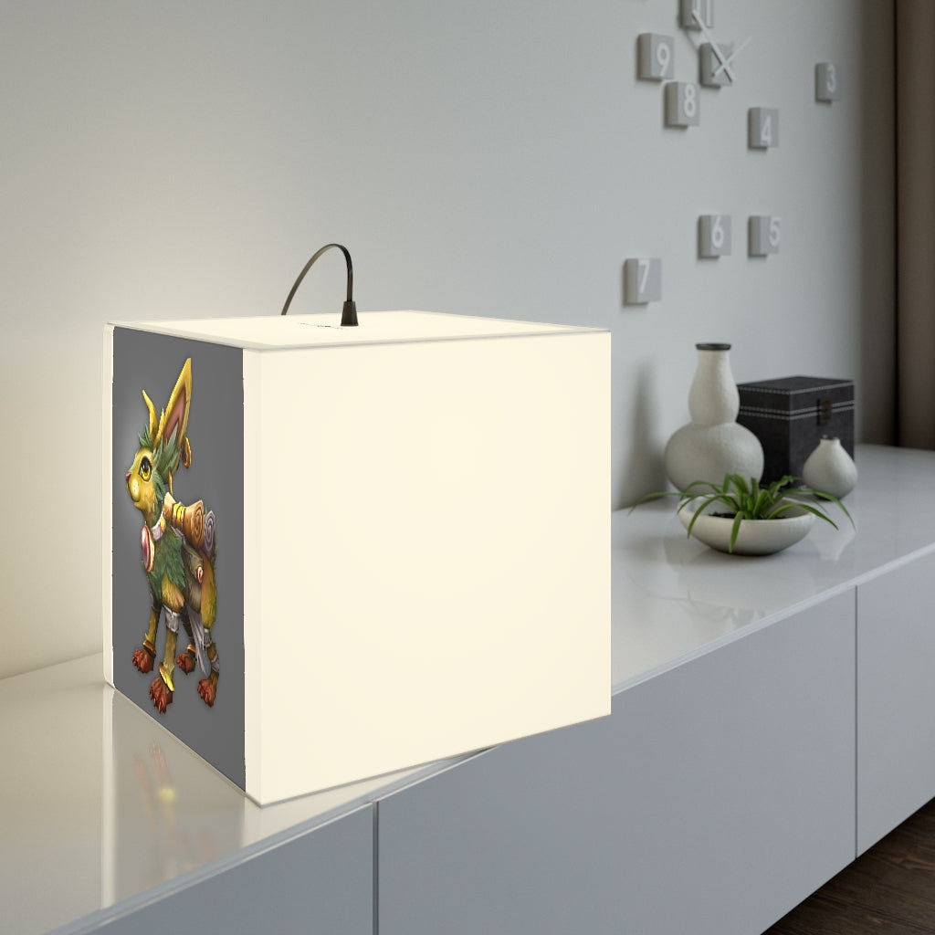 Amara the Wandering Mara Companion Personalized Lamp showcasing its unique cube design and ambient lighting.
