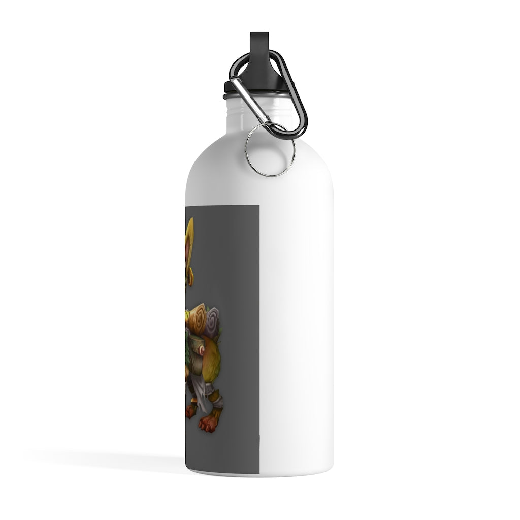 Amara the Wandering Mara Companion Stainless Steel Water Bottle with a vibrant design and plastic screw top, perfect for hydration on the go.