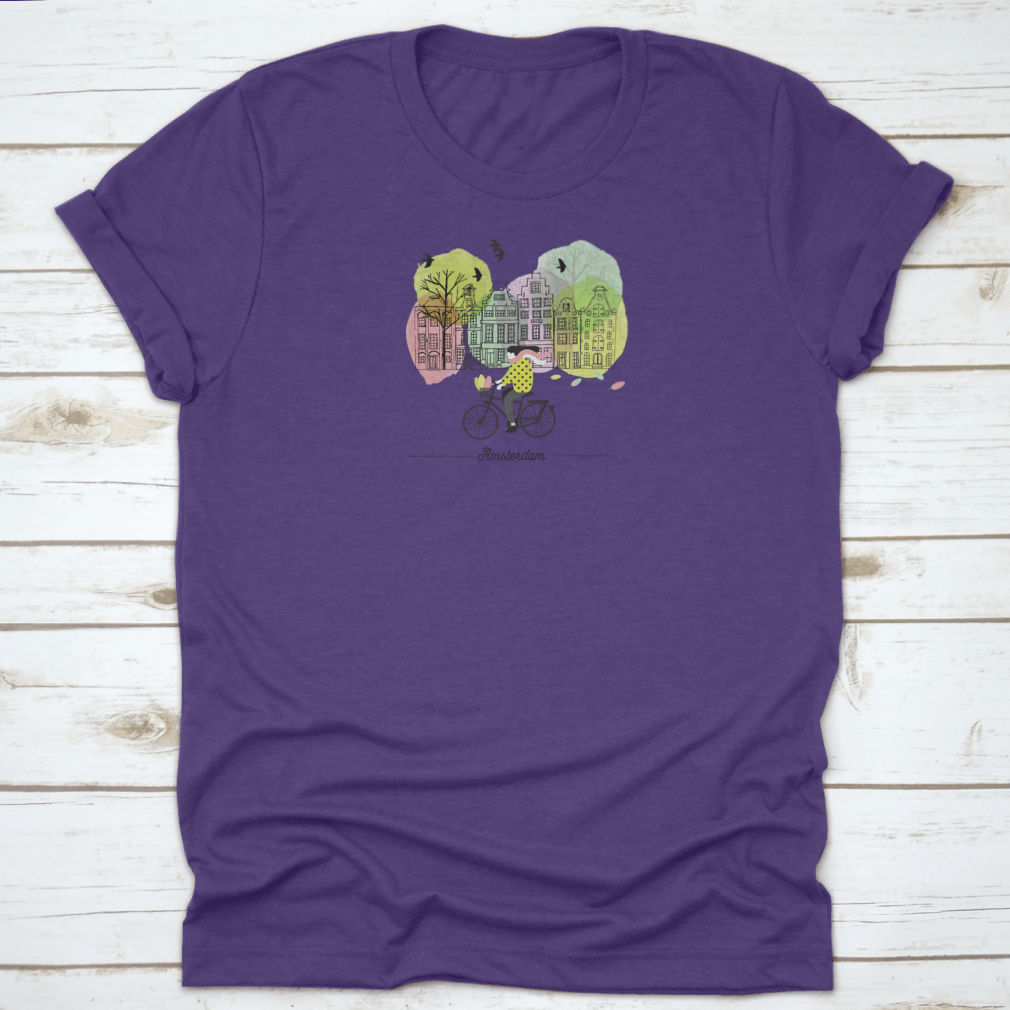 Watercolor vector background design featuring Amsterdam in spring, showcasing vibrant colors and floral elements.