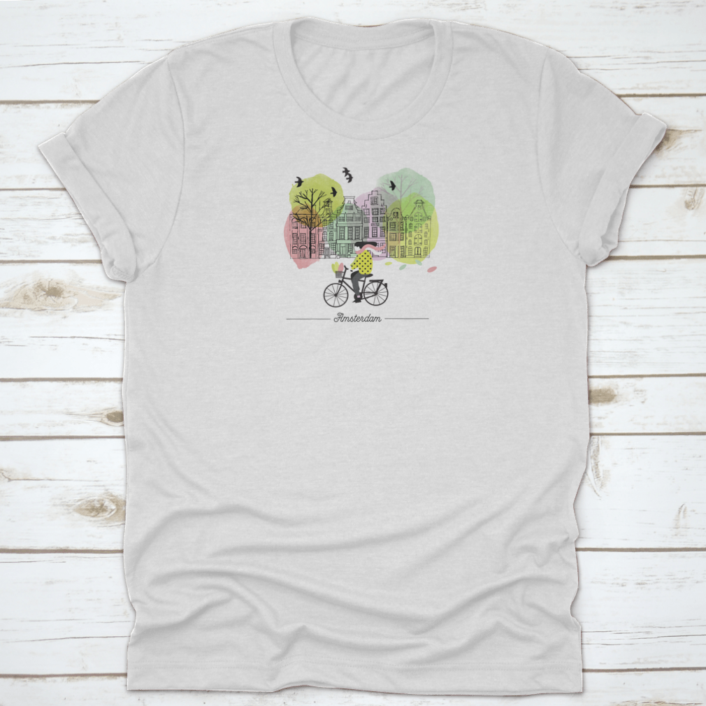 Watercolor vector background design featuring Amsterdam in spring, showcasing vibrant colors and floral elements.