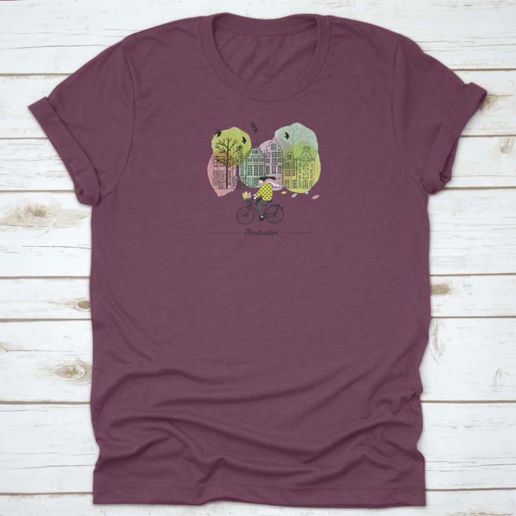 Watercolor vector background design featuring Amsterdam in spring, showcasing vibrant colors and floral elements.