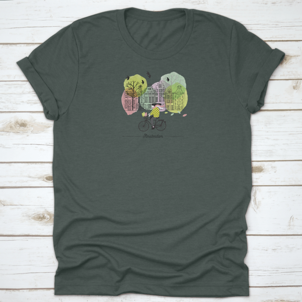 Watercolor vector background design featuring Amsterdam in spring, showcasing vibrant colors and floral elements.