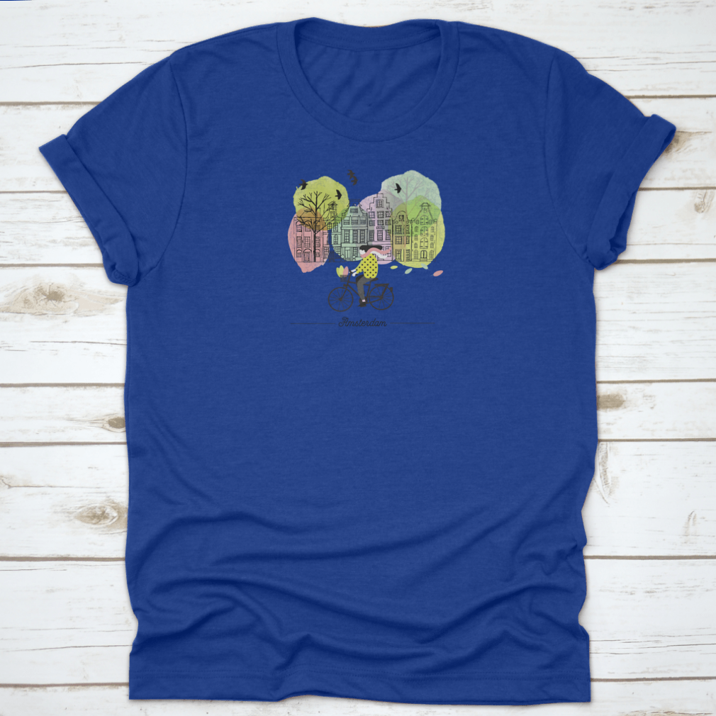 Watercolor vector background design featuring Amsterdam in spring, showcasing vibrant colors and floral elements.