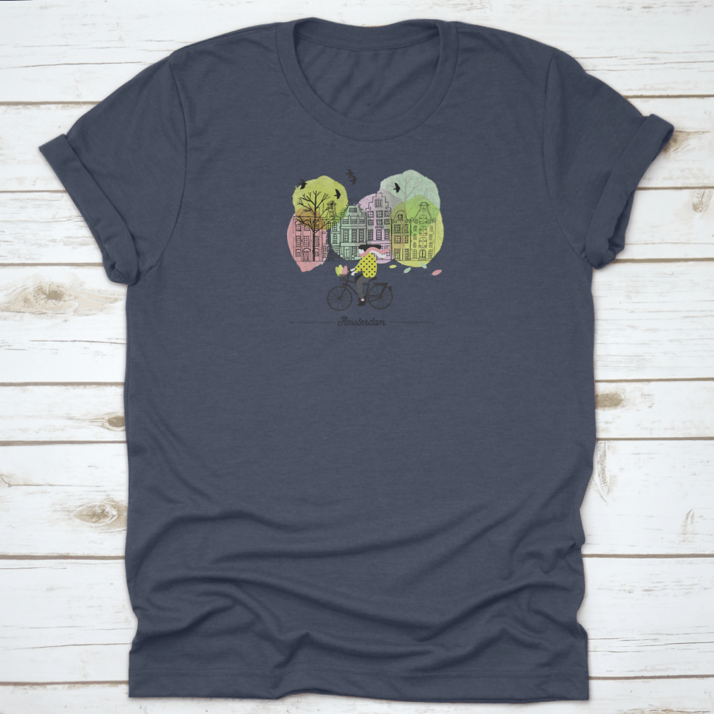 Watercolor vector background design featuring Amsterdam in spring, showcasing vibrant colors and floral elements.