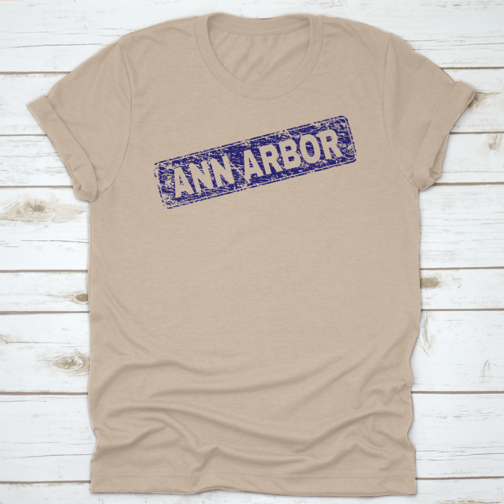 Ann Arbor Stamp Seal Print featuring a distressed seal shape on a comfortable cotton fabric.