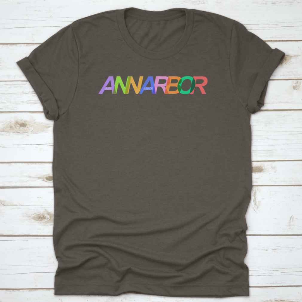 A stylish white shirt featuring the name 'Ann Arbor' prominently displayed, perfect for city pride.